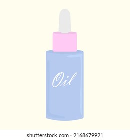 Facial oil for wrinkles and skin hydration. Vector illustration with elements of facial care, oil with pipette