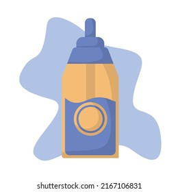 Facial oil in yellow-blue colors in a flat style. Vector image.