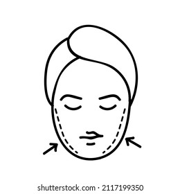 facial plastic surgery icon black and white vector illustration. Editable outline stroke.