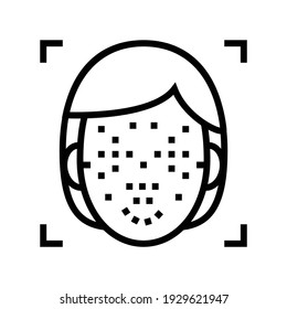 facial points for face id technology line icon vector. facial points for face id technology sign. isolated contour symbol black illustration
