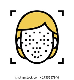 puntos faciales para el vector de iconos de color de la tecnología de identificación facial. puntos faciales para el signo de tecnología de identificación facial. ilustración de símbolo aislado