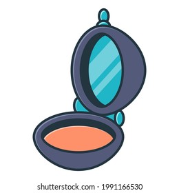Facial powder with mirror vector cartoon illustration isolated on a white background.