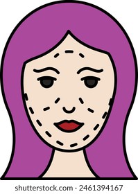 Facial Procedure vector icon design, Cosmetology or Cosmetologist Symbol, esthetician or beautician Sign, Beauty treatment stock illustration, Face Fine lines rejuvenation concept