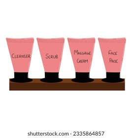 Facial Products Set Hand Drawn Illustration