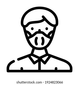 vector de icono de línea de máscara de protección facial. signo de máscara protectora facial. símbolo de contorno aislado ilustración negra
