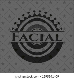Facial realistic black emblem. Vector Illustration. Detailed.