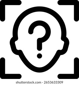 Reconocimiento facial: icono de línea en estilo de contorno con trazo editable. Ilustración vectorial sobre fondo transparente.