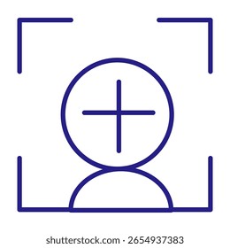 Facial recognition add user icon illustration