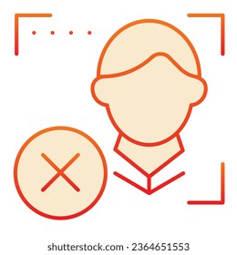 Facial recognition alert flat icon. Face scan attention red icons in trendy flat style. Biometric authorization gradient style design, designed for web and app. Eps 10