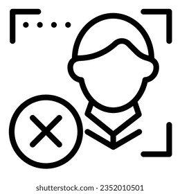 Facial recognition alert line icon. Face scan attention vector illustration isolated on white. Biometric authorization outline style designed for and app. Eps 10.
