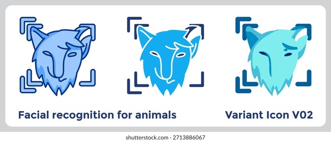 El reconocimiento facial para animales permite el seguimiento individual del ganado para mejorar la salud y el seguimiento del comportamiento. Azul, azul plano, estilo Dualtone.
