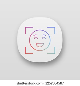 Facial Recognition App Icon. Face Scan. UI/UX User Interface. Emotion Detection App. Face ID. Web Or Mobile Application. Vector Isolated Illustration