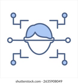 Facial Recognition Blue Icon Vector Illustration