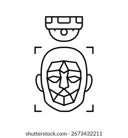 facial recognition camera social robotics line icon vector. facial recognition camera social robotics sign. isolated contour symbol black illustration