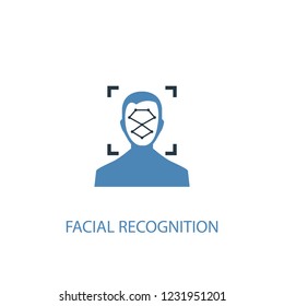 Facial Recognition concept 2 colored icon. Simple blue element illustration. Facial Recognition concept symbol design from Augmented reality set. Can be used for web and mobile UI/UX