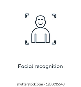 Facial recognition concept line icon. Linear Facial recognition concept outline symbol design. This simple element illustration can be used for web and mobile UI/UX.