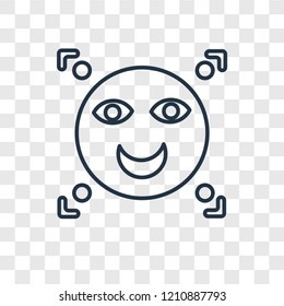 Facial recognition concept vector linear icon isolated on transparent background, Facial recognition concept transparency concept in outline style