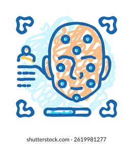 Vector de dibujo de icono de doodle de reconocimiento facial. signo de reconocimiento facial. ilustración de símbolo aislado