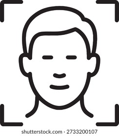 Facial recognition and face scanning technology icon for user identification and biometric security vector