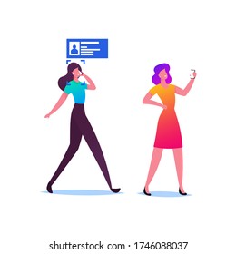 Facial Recognition. Female Characters Scanning Face on Smartphone for Id Verification and Biometric Data Scanning. Security, Digital Technologies for Mobile Phone. Cartoon People Vector Illustration