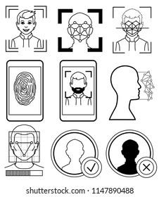 Facial recognition, fingerprint. Sketch