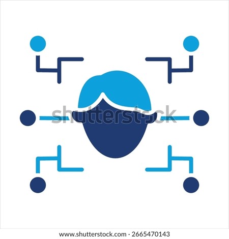 Facial Recognition Flat Blue Icon Vector Illustration