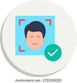 Icono de estilo de círculo plano de reconocimiento facial