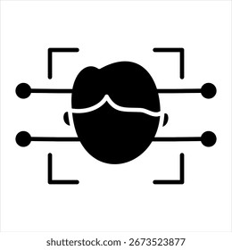 Facial Recognition Glyph Icon Vector Illustration