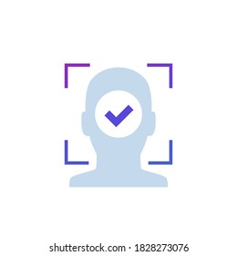 icono de reconocimiento facial, vector de exploración de caras biométricas