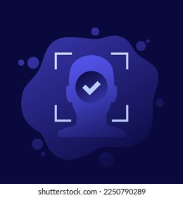 facial recognition icon, biometric face scanning vector design