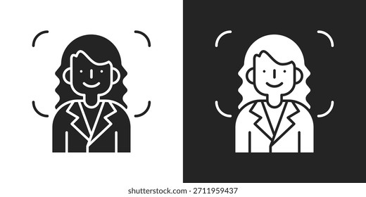 Icono De Reconocimiento Facial En Estilo Glifo Blanco Y Negro