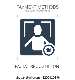 facial recognition icon. high quality filled facial recognition icon on white background. from payment methods collection flat trendy vector facial recognition symbol. use for web and mobile