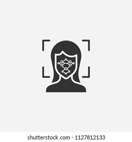 Facial recognition icon illustration,vector security sign symbol