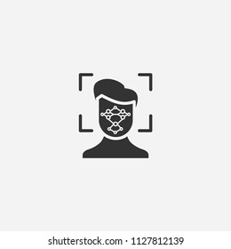Facial recognition icon illustration,vector security sign symbol