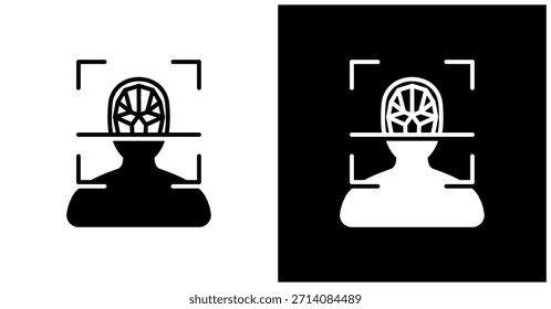 Conjunto De Iconos De Reconocimiento Facial En Fondo Blanco Y Negro