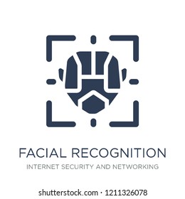 Facial recognition icon. Trendy flat vector Facial recognition icon on white background from Internet Security and Networking collection, vector illustration can be use for web and mobile, eps10