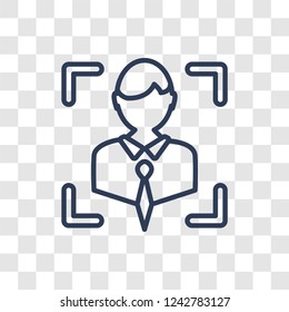 Facial recognition icon. Trendy linear Facial recognition logo concept on transparent background from Internet Security and Networking collection