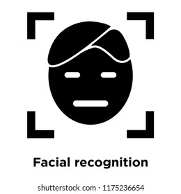 Facial recognition icon vector isolated on white background, logo concept of Facial recognition sign on transparent background, filled black symbol