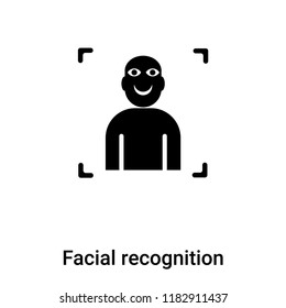 Facial recognition icon vector isolated on white background, logo concept of Facial recognition sign on transparent background, filled black symbol