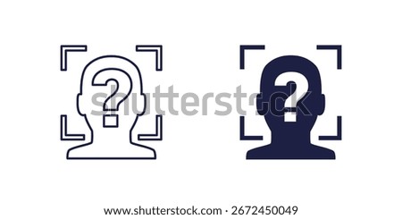 facial recognition icons, biometric face scanning, unknown user line design