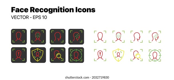 facial recognition icons, face detection ,technology, biometrics