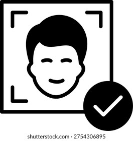 Facial Recognition Line Fill Style Icon