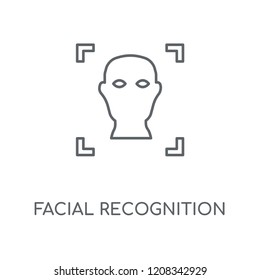 Facial recognition linear icon. Facial recognition concept stroke symbol design. Thin graphic elements vector illustration, outline pattern on a white background, eps 10.