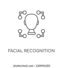 Facial recognition linear icon. Facial recognition concept stroke symbol design. Thin graphic elements vector illustration, outline pattern on a white background, eps 10.