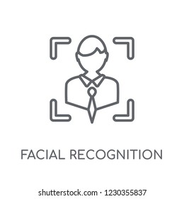 Facial recognition linear icon. Modern outline Facial recognition logo concept on white background from Internet Security and Networking collection.