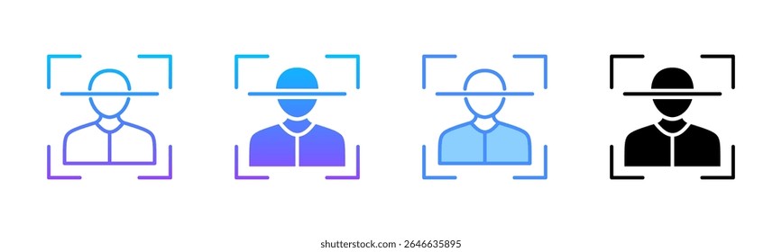 Conjunto de Ícones de Vários Estilos de Reconhecimento Facial