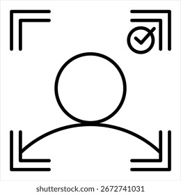 Facial Recognition Outline Icon Vector Illustration