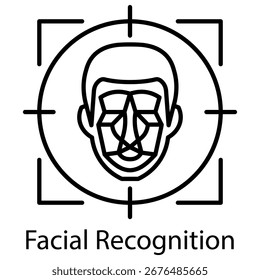 Estilo De Estrutura De Tópicos De Reconhecimento Facial. Ilustração De Vetor Para Design Gráfico