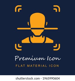 Material de reconocimiento facial ui ux icono vector aislado en colores azul marino y naranja