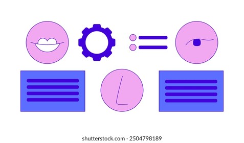 Facial recognition system 2D cartoon objects set. Identifying human face isolated flat vector elements white background. Scanning authentication. Face biometrics color spot illustration collection